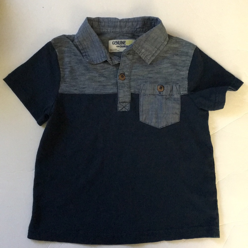 Genuine Kids Two-Tone Blue Polo Shirt sz 4T